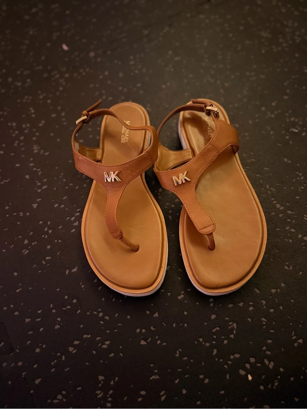 Michael Kors Tan Leather Slide Sandals